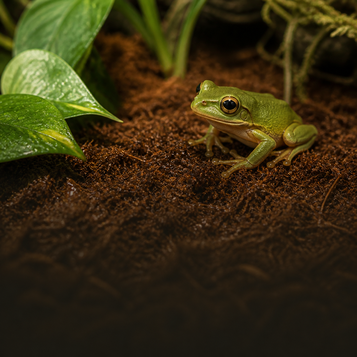 Dart frog in a humid planted vivarium